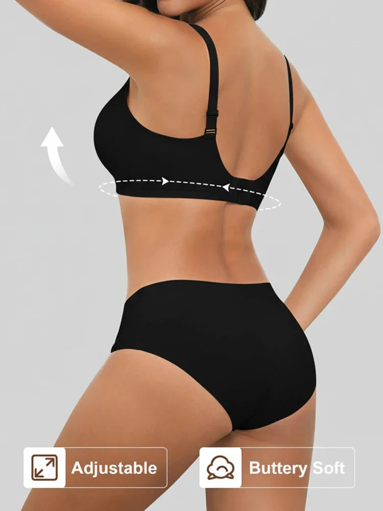 PACK OF 5 JELLY WIRELESS SEAMLESS DEEP-V PUSH-UP BRA