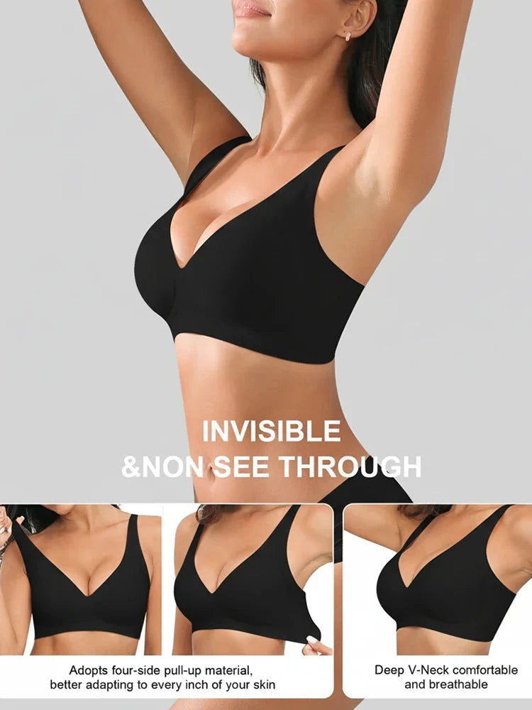 PACK OF 5 JELLY WIRELESS SEAMLESS DEEP-V PUSH-UP BRA