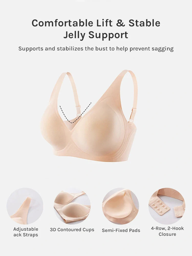 PACK OF 5 JELLY WIRELESS SEAMLESS DEEP-V PUSH-UP BRA