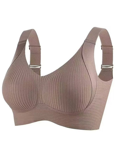 Brown ribbed bra on a white background