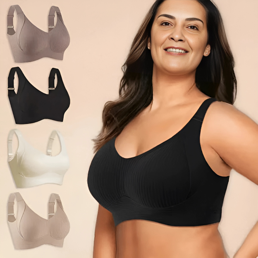 Pack of 3 Wireless Ribbed Bras for Women