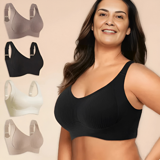Pack of 3 Wireless Ribbed Bras for Women